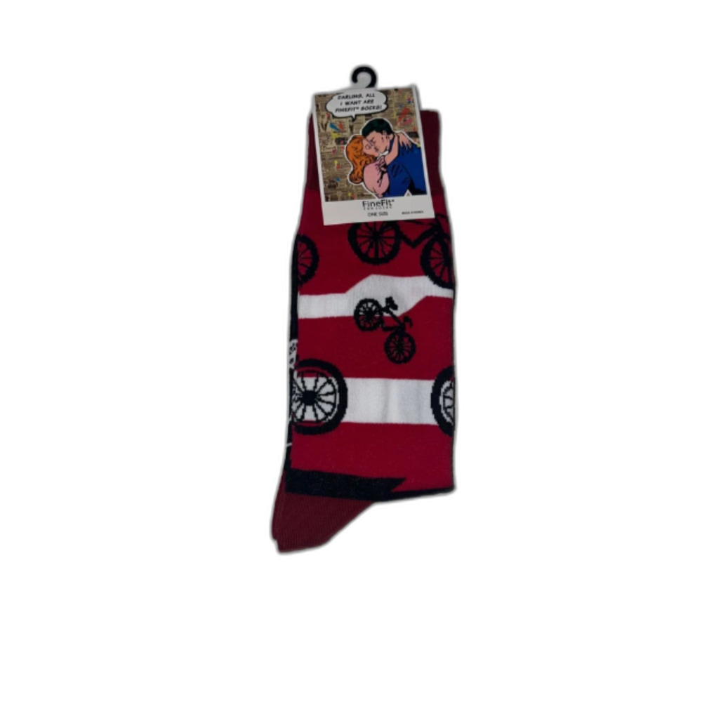 Fine Fit Mens Novelty Print Trouser Socks Red